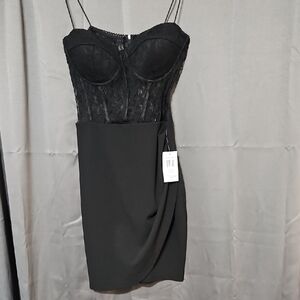 B Darlin Black Strapless Lace Dress